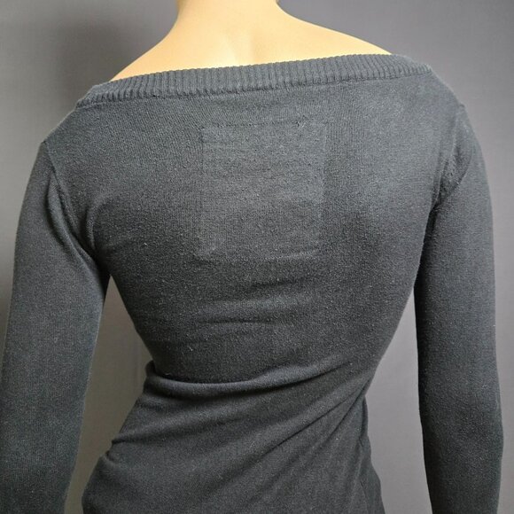 Y2K Joshua Perets Mini Sweater Dress size XS Black Pink Rhinestones Emo Mcbling - Picture 11 of 12